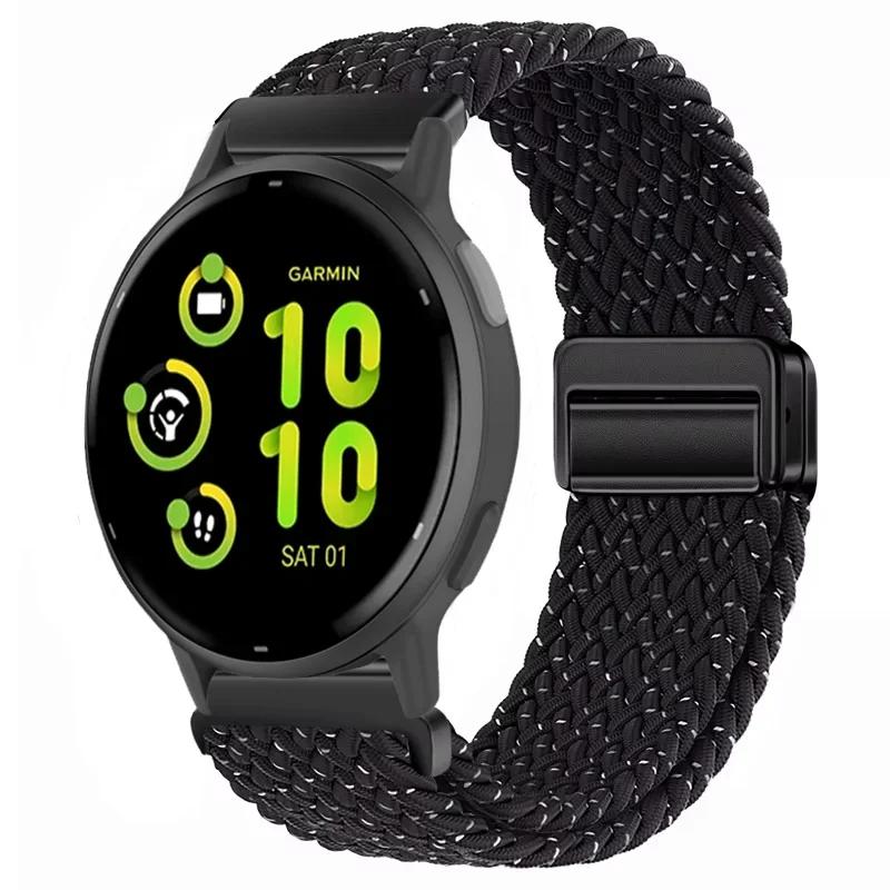 20/22mm Nylon Strap for Garmin Forerunner 55 165 970 570 965 955/Venu 4 45mm Magnetic Band Garmin Vivoactive 5 6/Vivomove Trend