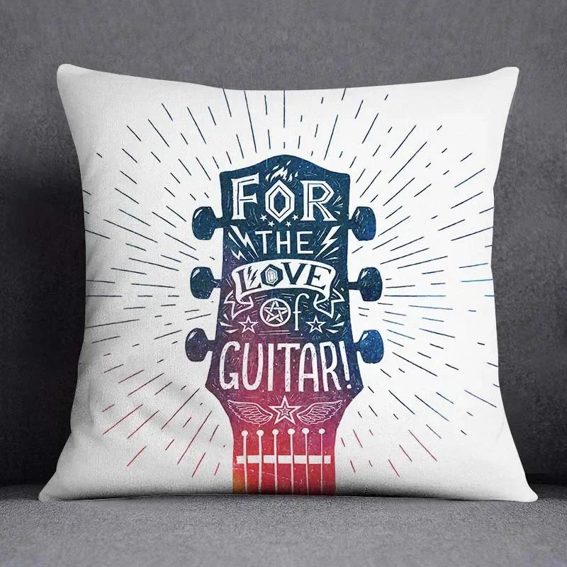 Musical Note Guitar Series Pattern Home Decoration Pillow Case Square Office Cushion Cover