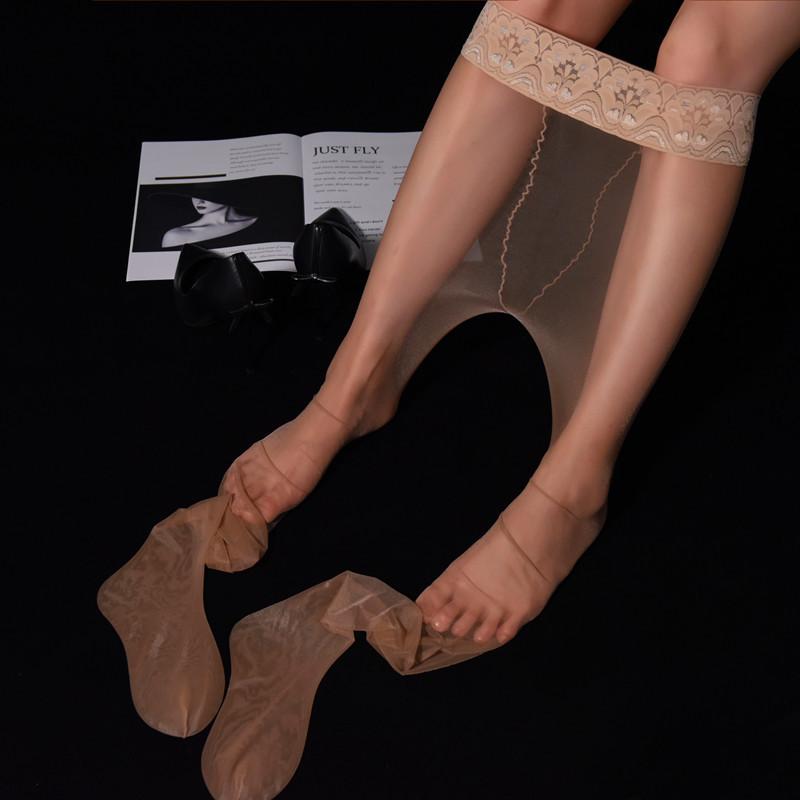 

Lace EdgeUltra-thin One-line Crotch Women s Summer Invisible Seamless Pantyhose Gray Transparent Open-crotch Socks Y19756YY-Open crotch