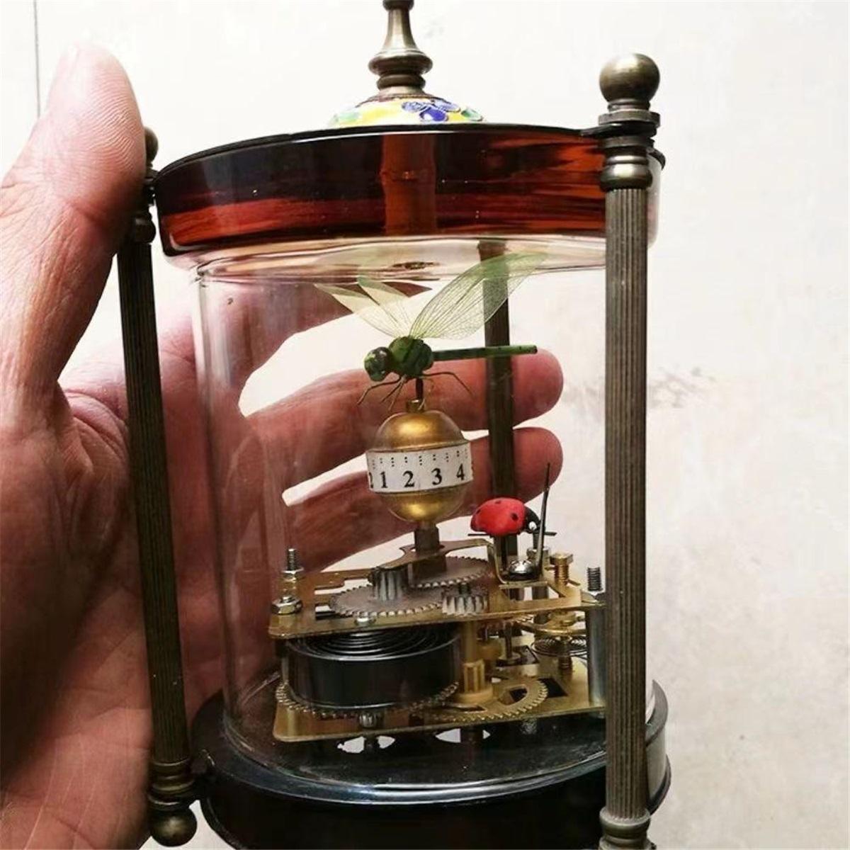 Antique Collection Exquisite Brass Glass Mechanical Clock