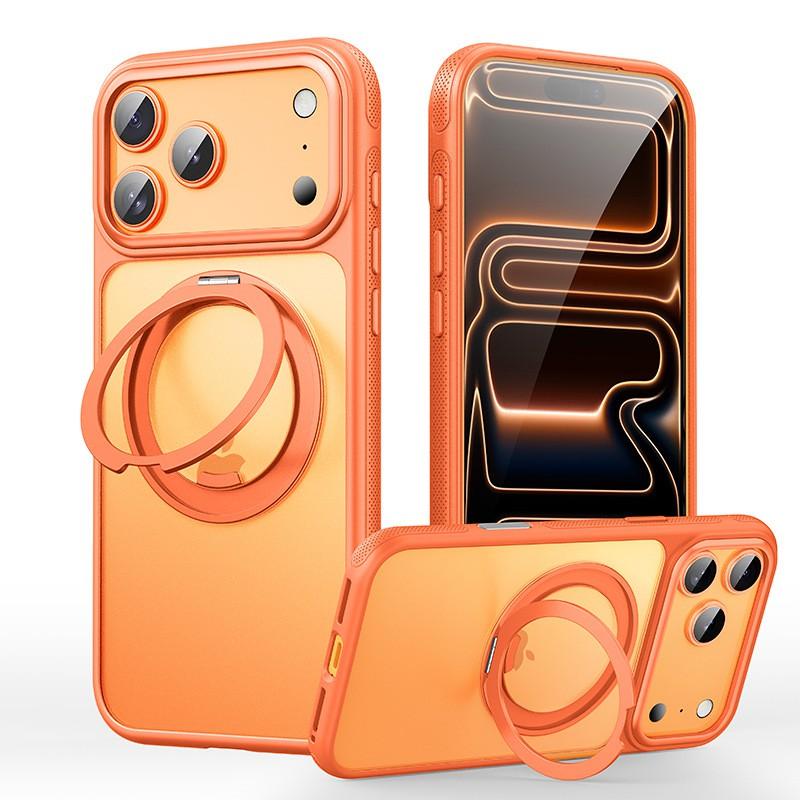 Magnetic Snap-on Case IPhone 17 Pro Max With 360 Rotating Kickstand Matte Finish Shockproof TPUPC Metal Magnet