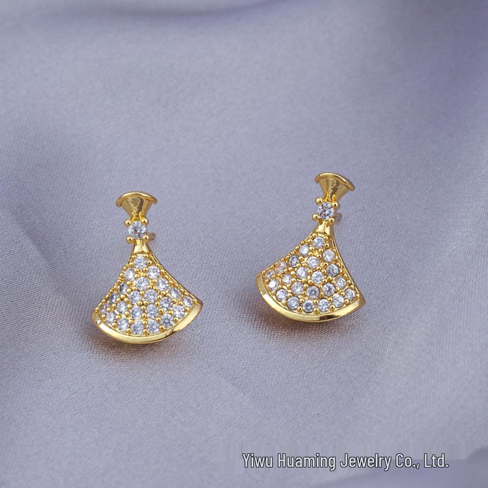 French Light Luxury Zircon Diamond Stud Earrings - Versatile & Trendy Styles