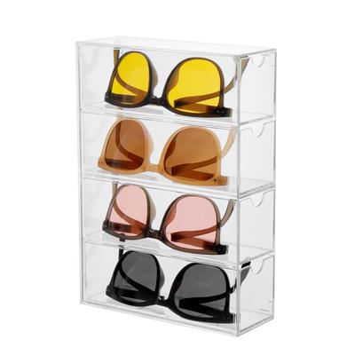 Sonnenbrillen Aufbewahrungsorganizer Staubdicht Acryl Transparent 4 Schichten Desktop Brillen Präsentationsständer für Zuhause