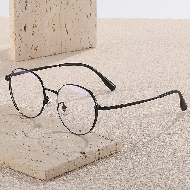 2023 Summer Ultra-Light Round Titanium Glasses with Thick Wide Rim for Myopia & Blue Light Protection - Style 2402