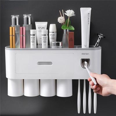 Toothbrush Holder Automatic Toothpaste Dispenser Magnetic Adsorption Inverted Cup Storage Rack Bathroom Accessories