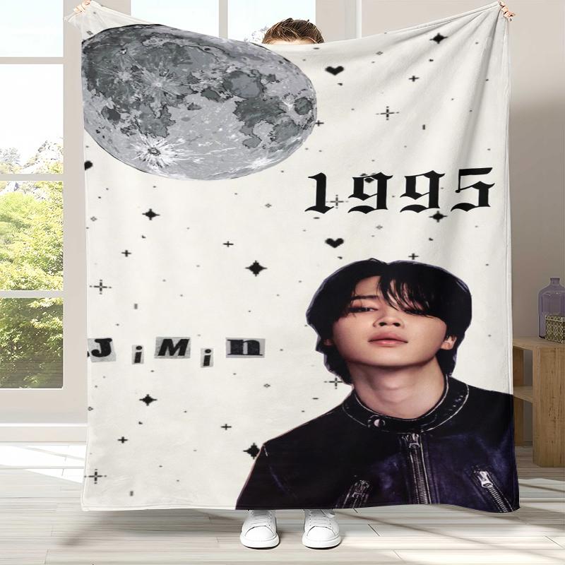 Jimin Kpop B-BTS Star Flannel Blanket,Ultra Soft Warm Plush Throw for Home Bedroom Bed Sofa Cover Office Camping picnic gift