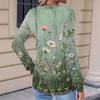 Women's Fashionable Casual Floral Retro Print Pleated Comfortable Round Neck Loose Long Sleeve T-shirt Top