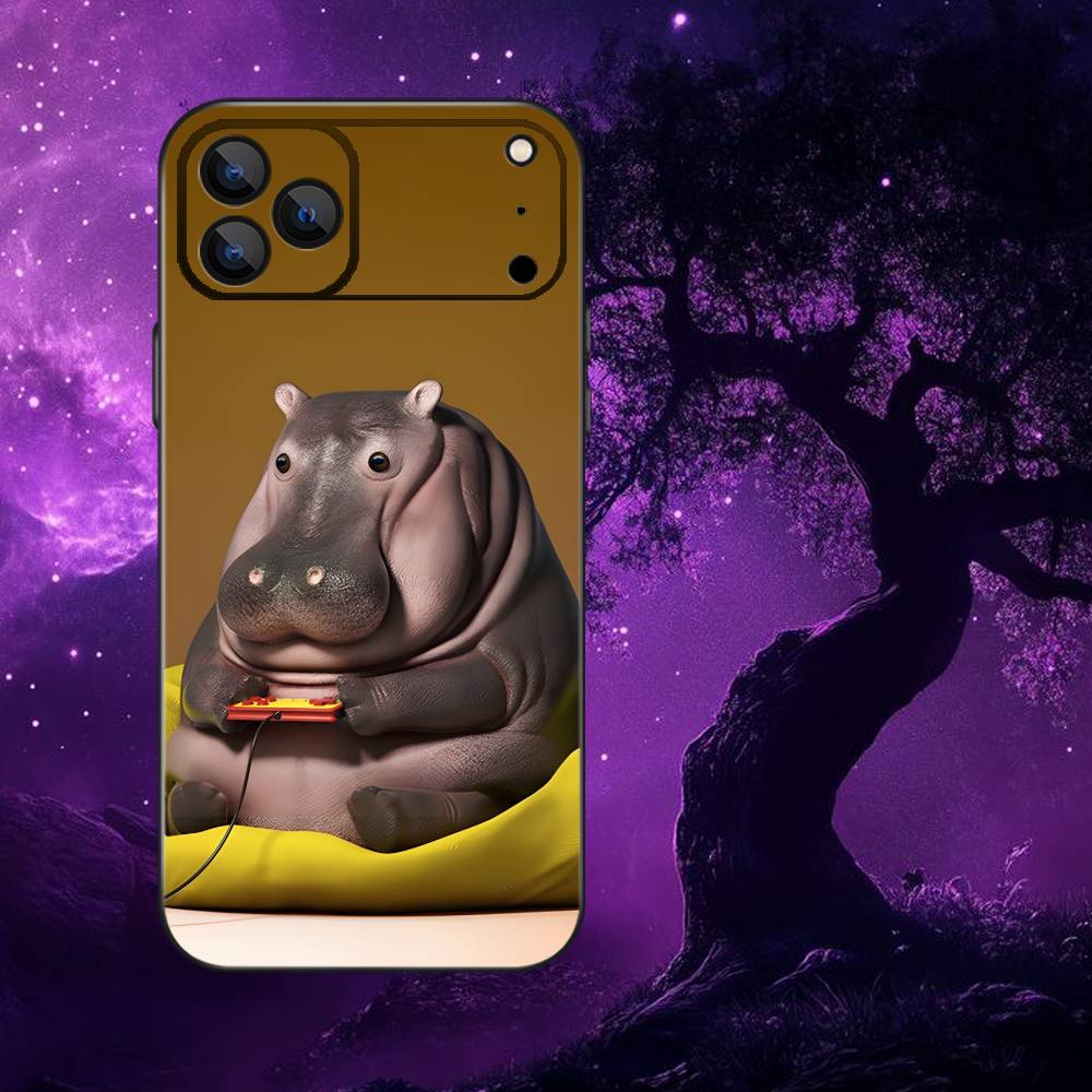 Cute Hippo Hippopotamus  Phone Case For iPhone 17,16,15,14,13,12,11,Pro,Max,Plus,E,Air,Mini Protective TPU Cover