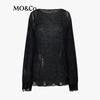 MO&Co. NOIR Series Distressed Knit Sweater