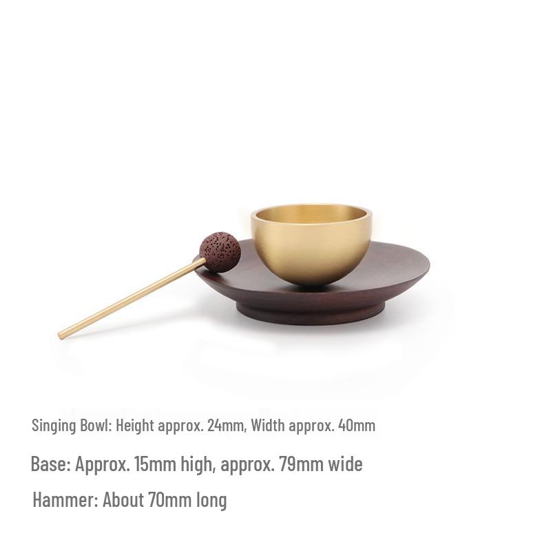 Brass Singing Bowl Meditation Ornament & Essential Oil Diffuser with Stone Incense Burner