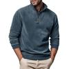 Men's Long Sleeved Zipper Stand Up Collar Sweatshirt Men's Collar Imitation Leather Thread Pullover Top