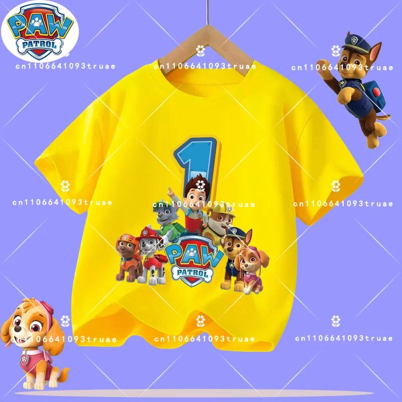 1-12 years old summer Polyester T-shirt for PAW Patrol children's short-sleeved casual top for girls and boys with cartoon print