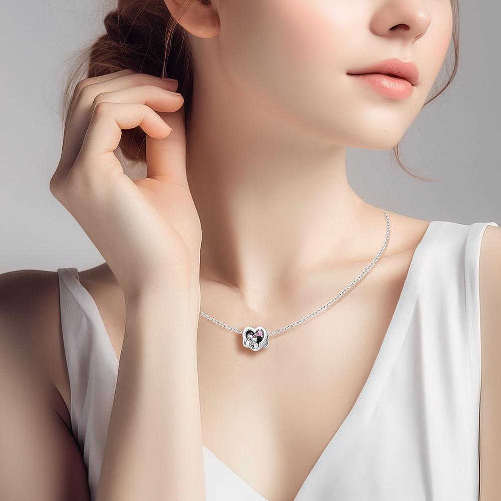 Ahthen Copper Bead Loving Cat Hugging Each Other Charm Fit Snake Chain Bracelets Necklaces for Women Jewellery Making