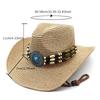 Handgewebter Stroh-Sonnenhut Großer Rand Cowgirl-Hut Klassischer Western-Cowboyhut für Männer, Frauen