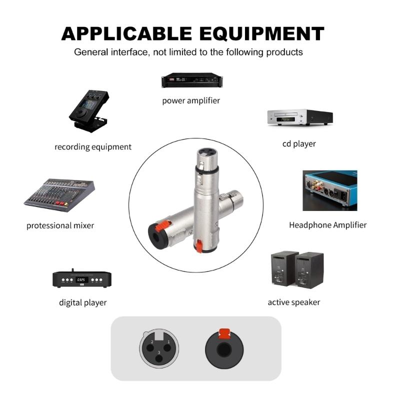 3Pin XLR To 6.35mm 1/4inch TRS Female Adapters For Studio Equipment And Live Sound Applications