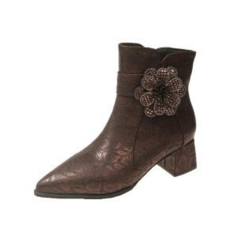New autumn and winter Martin boots women's pointed women's leather boots high-heeled Martin boots thick-heeled large-size women's shoes