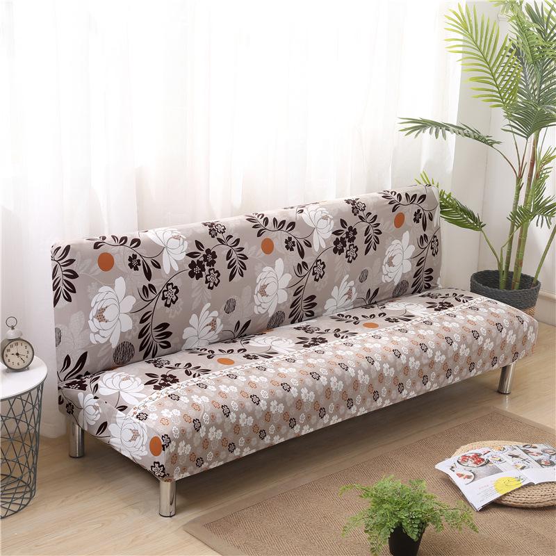Elastic Non-Slip Printed Sofa Bed Cover Without Armrests