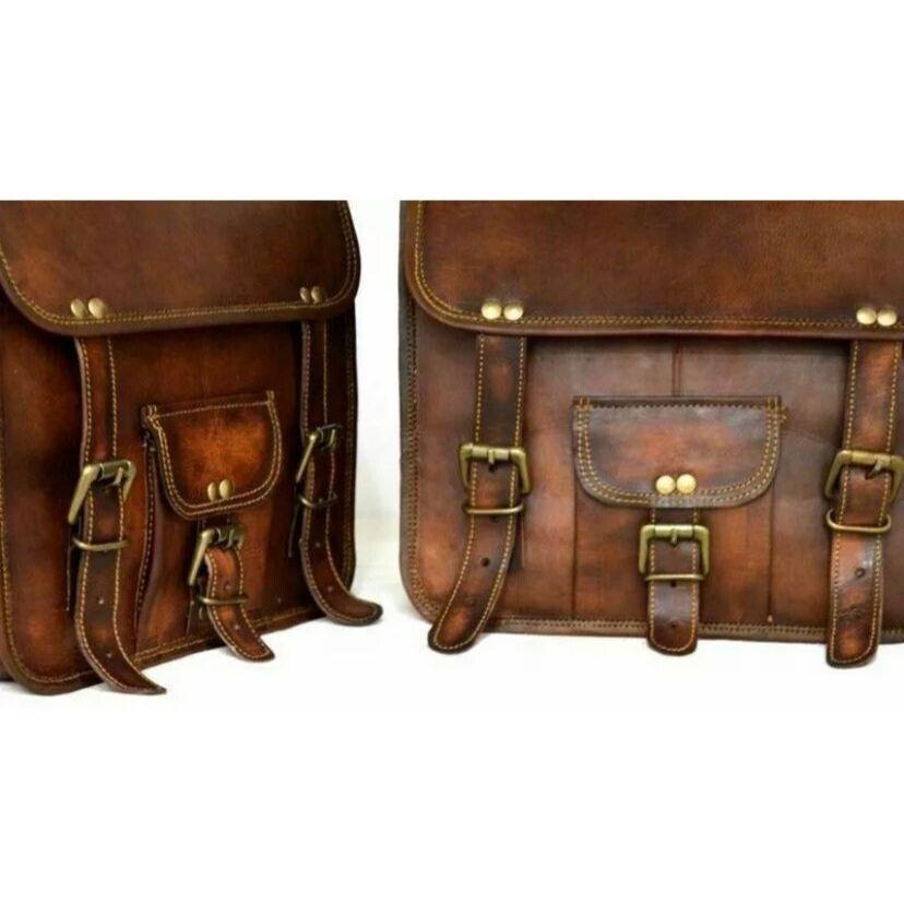 2 Motorrad-Satteltaschen, 2 Seitentaschen, braune Ledertasche, Packtaschen, Sattel, 2 Taschen