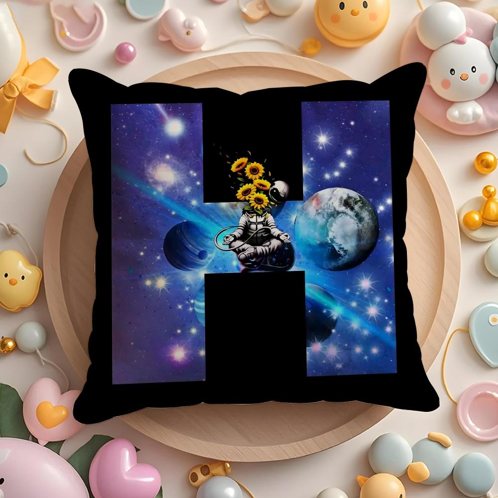 

Astronaut Letter Cartoon Pillow Case Soft Plush Fabric Double-Sided Printed Cushion Cover Warm Winter Sofa Pillow Case 30cmx30cm