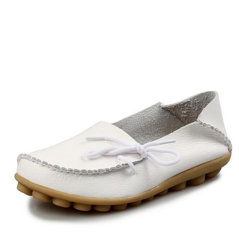 Casual Women's Single Shoes, Mother Shoes, Flat-bottomed Peas Shoes, Nurse Shoes, Lace-up Tendon Low-top Shoes