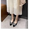 Retro high-end sense versatile temperament bow pointed head thin heel single shoes new sexy suede bow high heels
