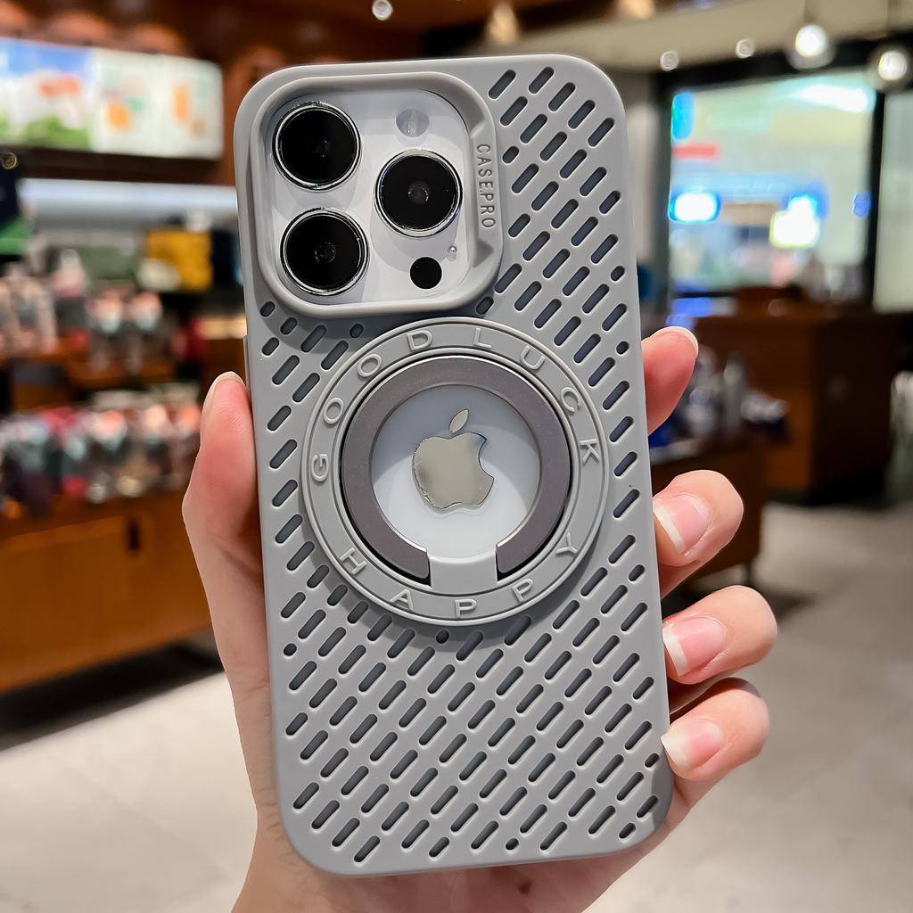The Mesh Heat Dissipation Phone Case Is Suitable for IPhone16pro, Invisible Stand Protective Case 13max Shell and Apple 15 Software