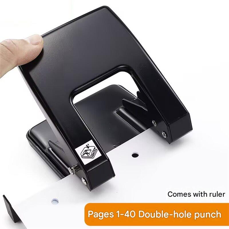 A25F-2 Hole Heavy Duty Punch, Metal File Fasteners Padded Handle, 40-Sheet Capacity For Paper File Folder/Binder