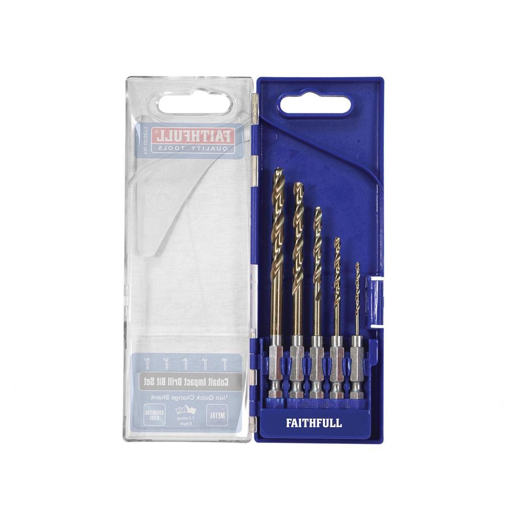 Faithfull Hsse M35 Cobalt Quick-change Impact Drill Bit Set, 5 Piece