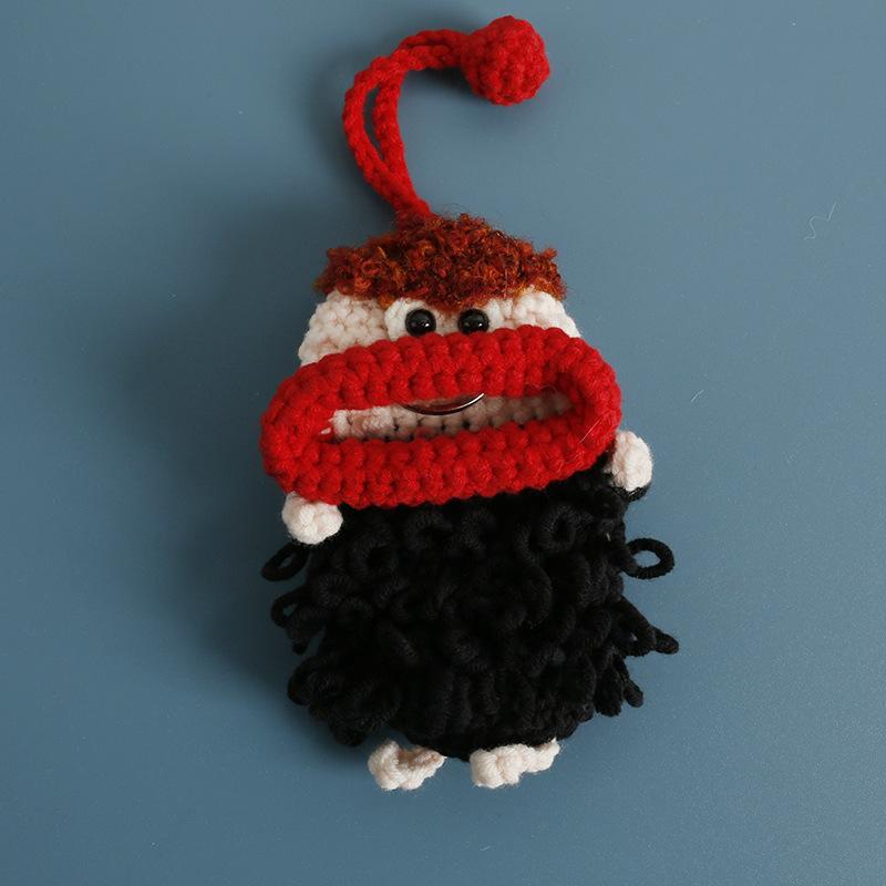 Funny Sausage Mouth Doll Series Crochet Bag Keychain For Car Keys Holder Knitting Doll Keyrings For Key Storage Custom Accessory