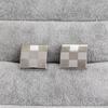 Funny Mens Laser Grid Pattern Square Cufflinks