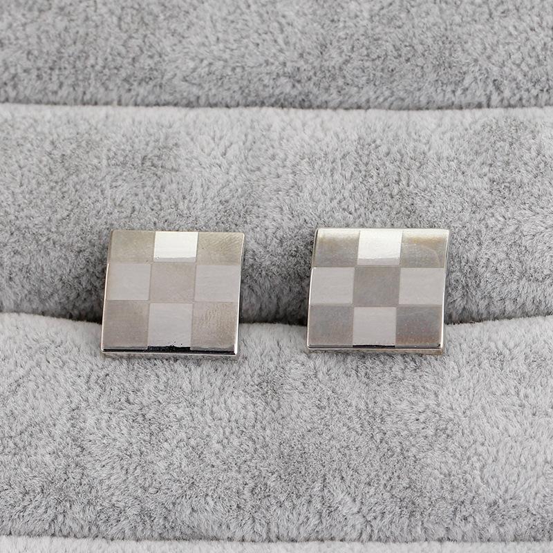 Funny Mens Laser Grid Pattern Square Cufflinks