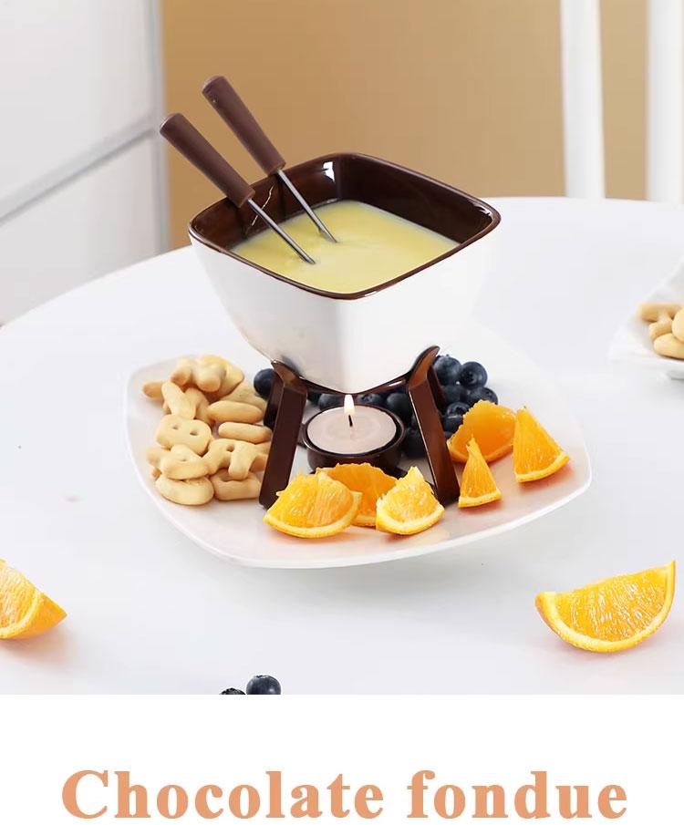 סיר פונדו קרמי יצירתי לשוקולד, גבינה וגלידה - מושלם להמסה ושמירה על חום