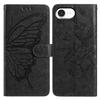 For iPhone 16e Case Butterfly Imprinted Wallet Stand PU Leather Flip Phone Cover with Strap