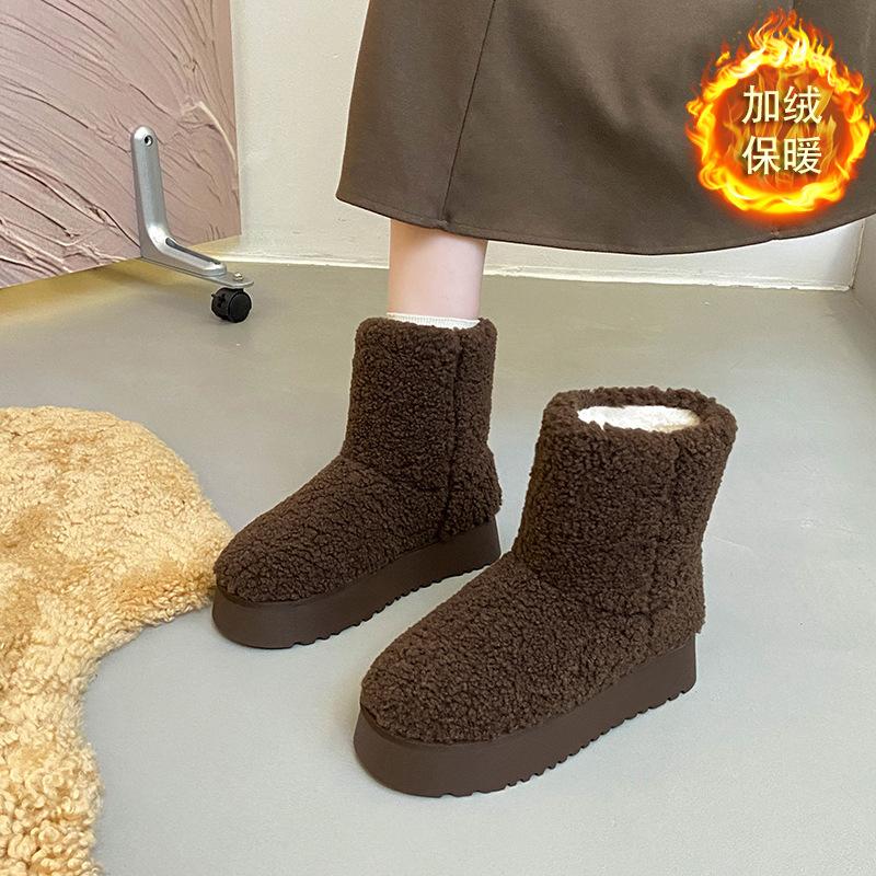 

Женские мягкие эластичные толстые подошвы зимний мех один теплый анти-холод с подкладкой сноубутсы нескользящие износостойкие повседневные спортивные плюшевые хлопковые ботинки 40 темно-коричневого