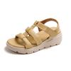 Fashion Retro Thick Bottom Roman Sandals Female Summer New Large Size Versatile Wedges Middle Heel Sandal Casual Solid Open Toe Sandales