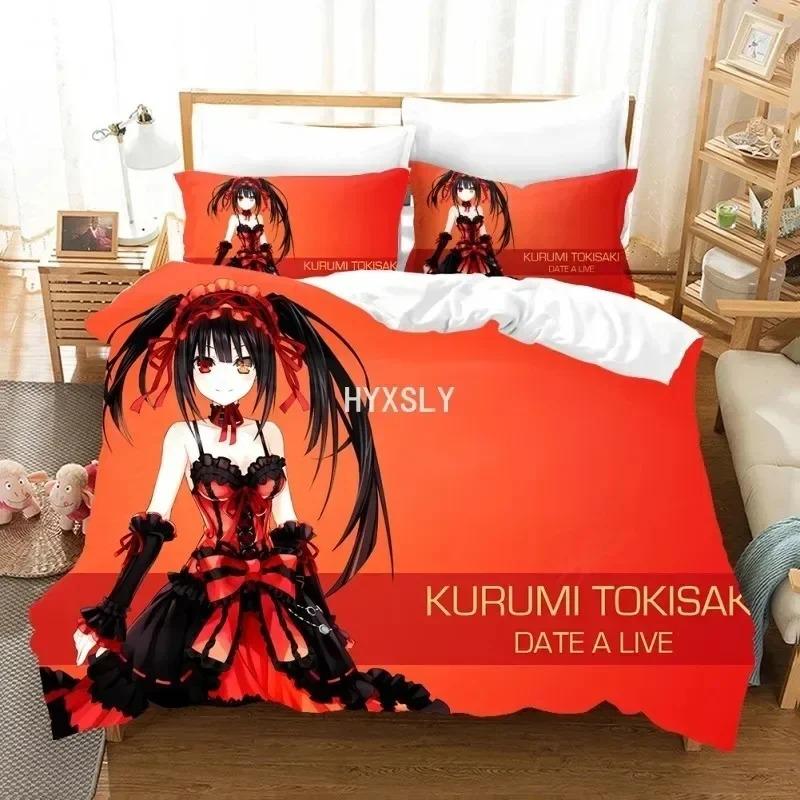 Date A Live Bedding Set Quilt Cover Pillowcases For Adult Boys Single Double Full Queen King Girl Boys Duvet Cover Home Textile
