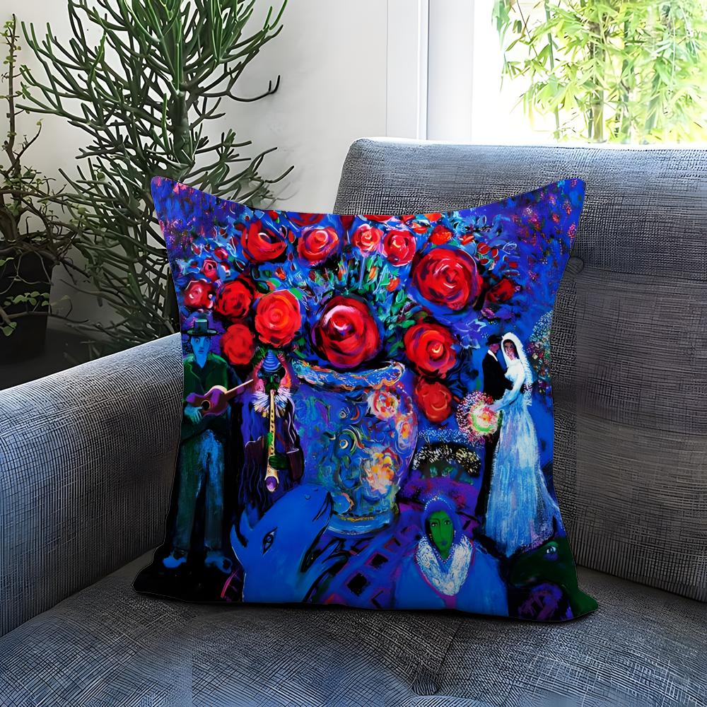 Popular M-MMarc Chagall Cushion Cover Comfortable Reversible Pillow Cover Ideal for Car Sofa Bedroom & Beyond