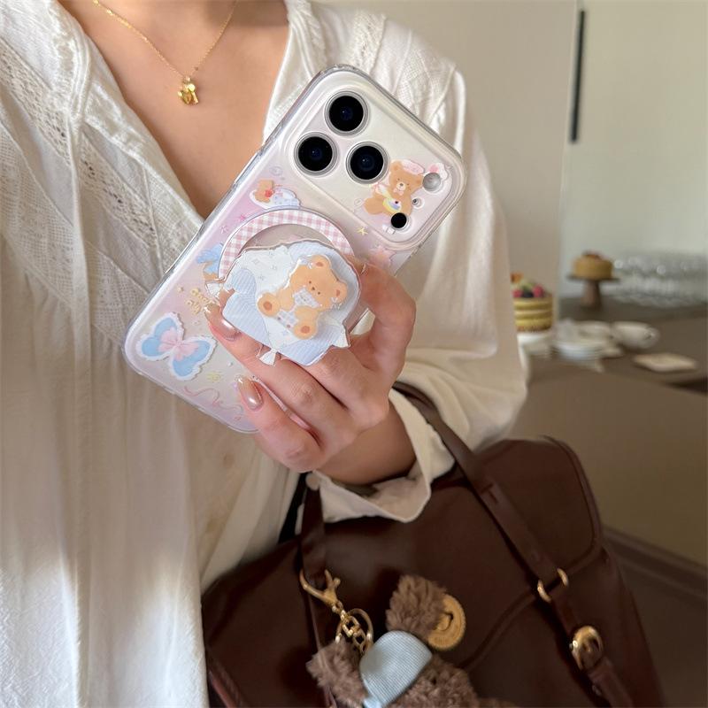 Blush Bear Magnetic Phone Case for iPhone 17/16 Pro Max/15/14 New Model