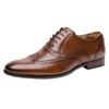 British Brock engraved men's shoes leather breathable brown business large size men's formal leather shoes wedding shoes breathable increase
