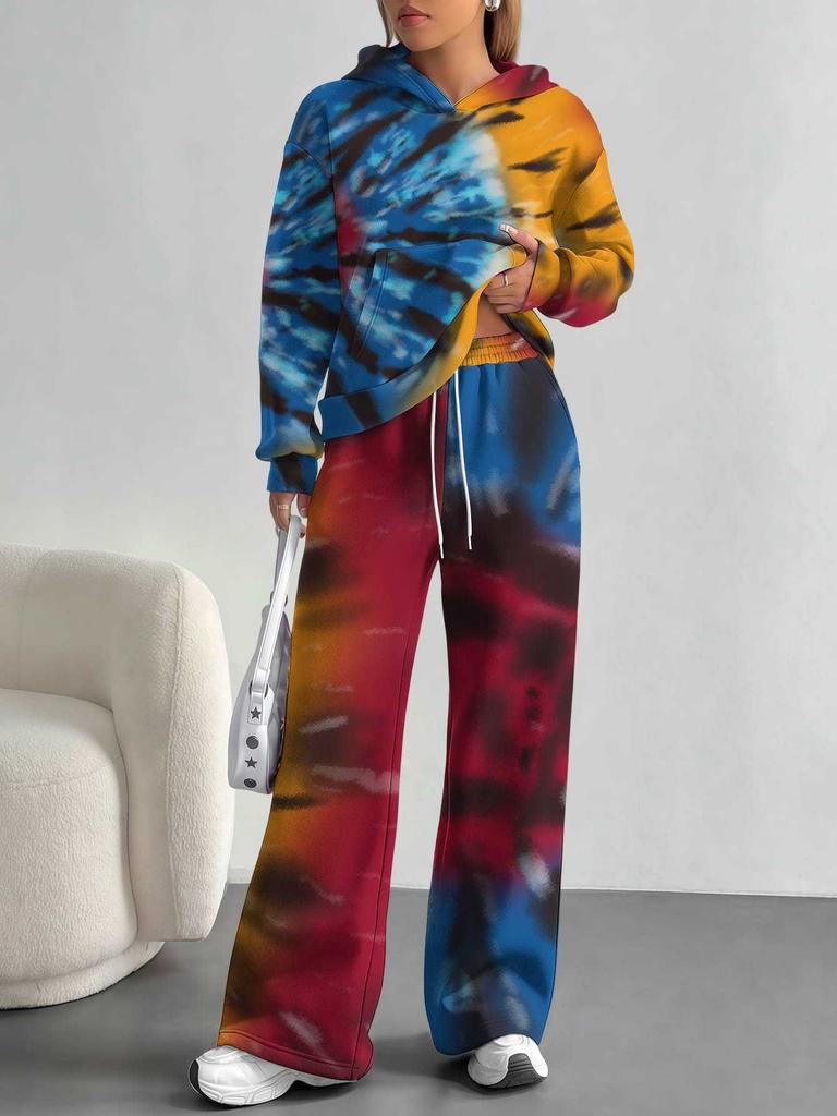 Gradual Change Europe and America Autumn and Winter 1116 Casual Long-sleeved Suit Women's Hooded Sweater Trousers Two-piece Set