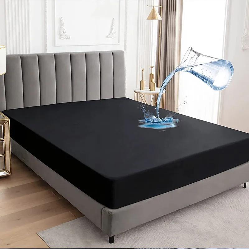 2PCS Waterproof Fitted Bed Sheet With 360 Elastic Band Mattress protector Cover Bedspreads for Single Double King Queen Size Bedsheet