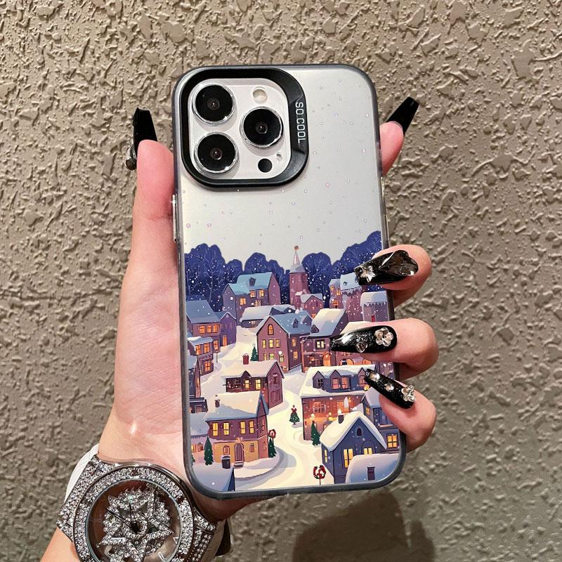 

Winter Snow Street Scenery Laser Phone Case For iPhone 16 15 Pro Max 14 Plus 17 Pro Max Air 13 Mini 12 11 Pro Max Back Covers iPhone 13 mini