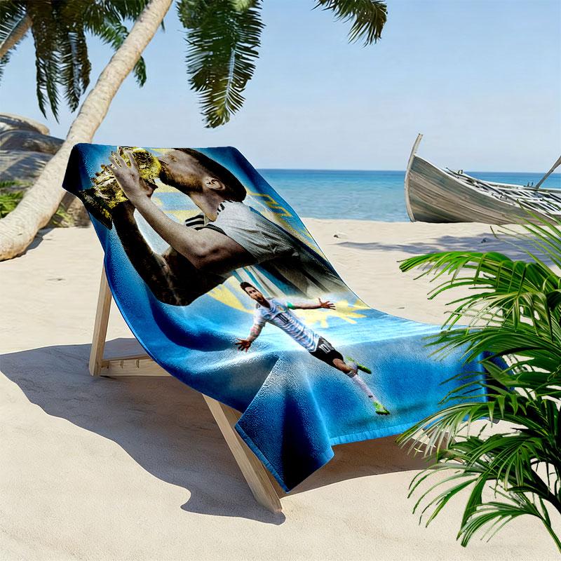 Messi Flame Print Beach Towel, Large Soft Quick Dry Towel for Beach Camping Swimming