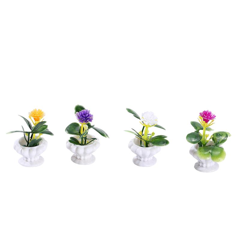4Pcs Miniature Bonsai Plant Model Realistic Potted Plants For Dollhouse Decoration Micro Landscape Props For Mini House