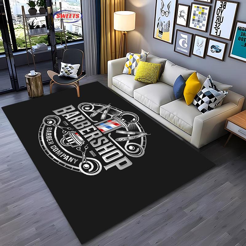 Barber Shop Sign Pattern Carpet,Living Room and Bedroom Household Items,Children's Room Sofa Mats, Doormat Floor  Anti-slip Rug