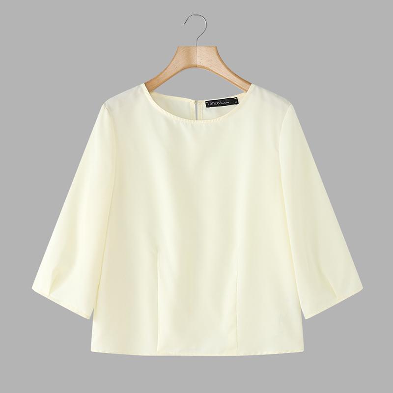 

ZANZEA Женская летняя блузка свободного кроя с круглым вырезом и рукавом 3/4 M