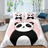 Cute Red Panda Duvet Cover King Size,Pink Love Stars Bedding Set Kawaii Cartoon Animals Comforter Cover Girly Sweet Quilt Cover