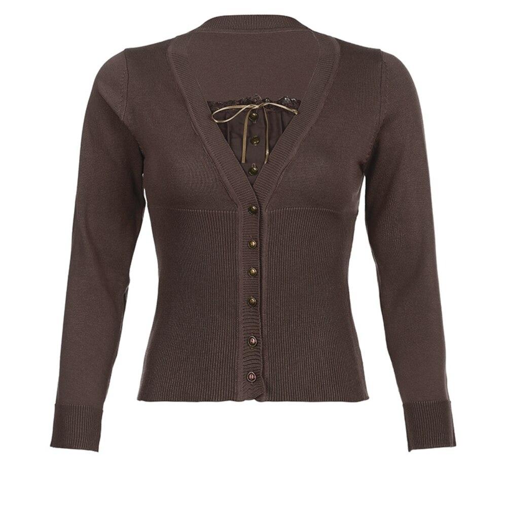 

Осенние вязаные 90-е эстетичные повседневные лоскутные футболки облегающие уличные рубашки на пуговицах в стиле Харадзюку женские винтажные блузки с графическим принтом L