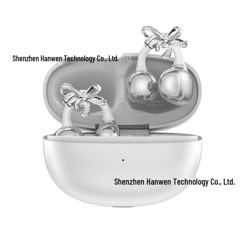 Crystal Buckle Bluetooth Earbuds S6: Clip-on Wireless Earbuds with Long Battery Life for Huawei