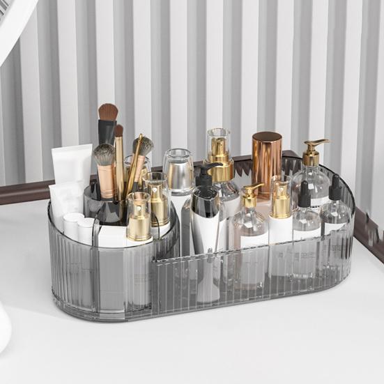 Nástěnný úložný box Organizér na štětce na make-up Velká kapacita Otočný o 360 stupňů Koupelnový úložný regál s přísavkou